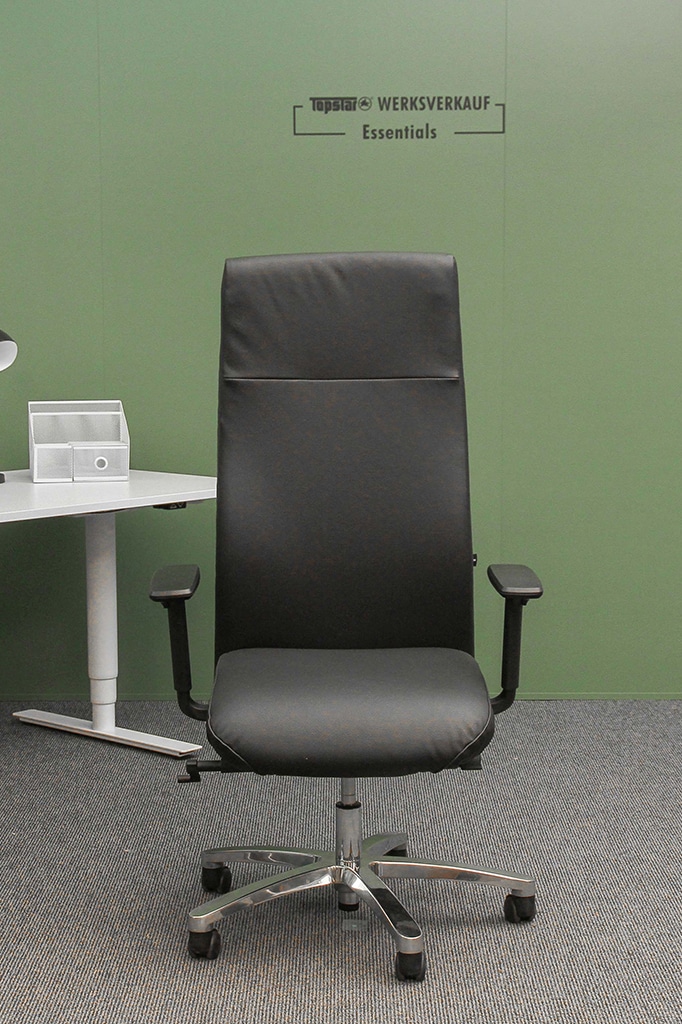 Leder Bürostuhl Chefsessel in Schwarz mit Lendenwirbelstütze - Carltons