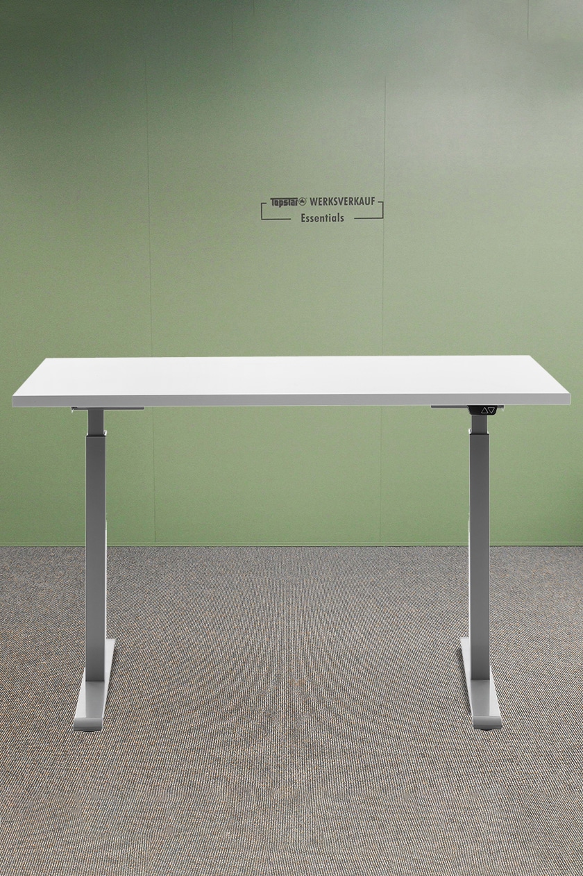 Höhenverstellbarer Schreibtisch 120x60 cm - Gestell grau - Platte weiss