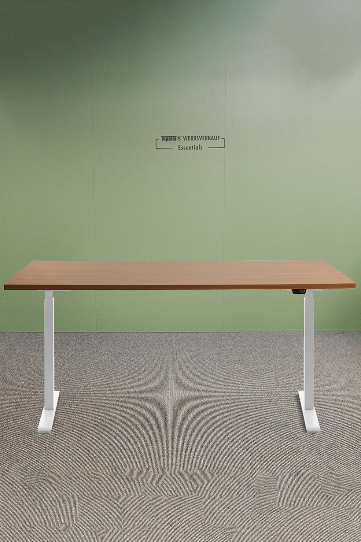 Höhenverstellbarer Schreibtisch 160x80 cm - Gestell weiss - Platte Buche