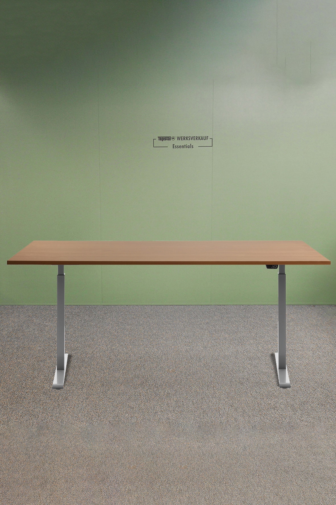 Höhenverstellbarer Schreibtisch 180x80cm, Gestell grau, Platte Buche