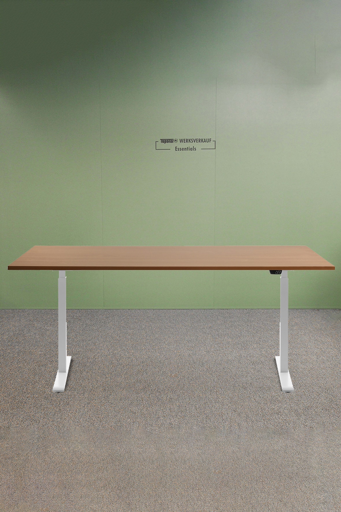 Höhenverstellbarer Schreibtisch 180x80 cm - Gestell weiss - Platte Buche