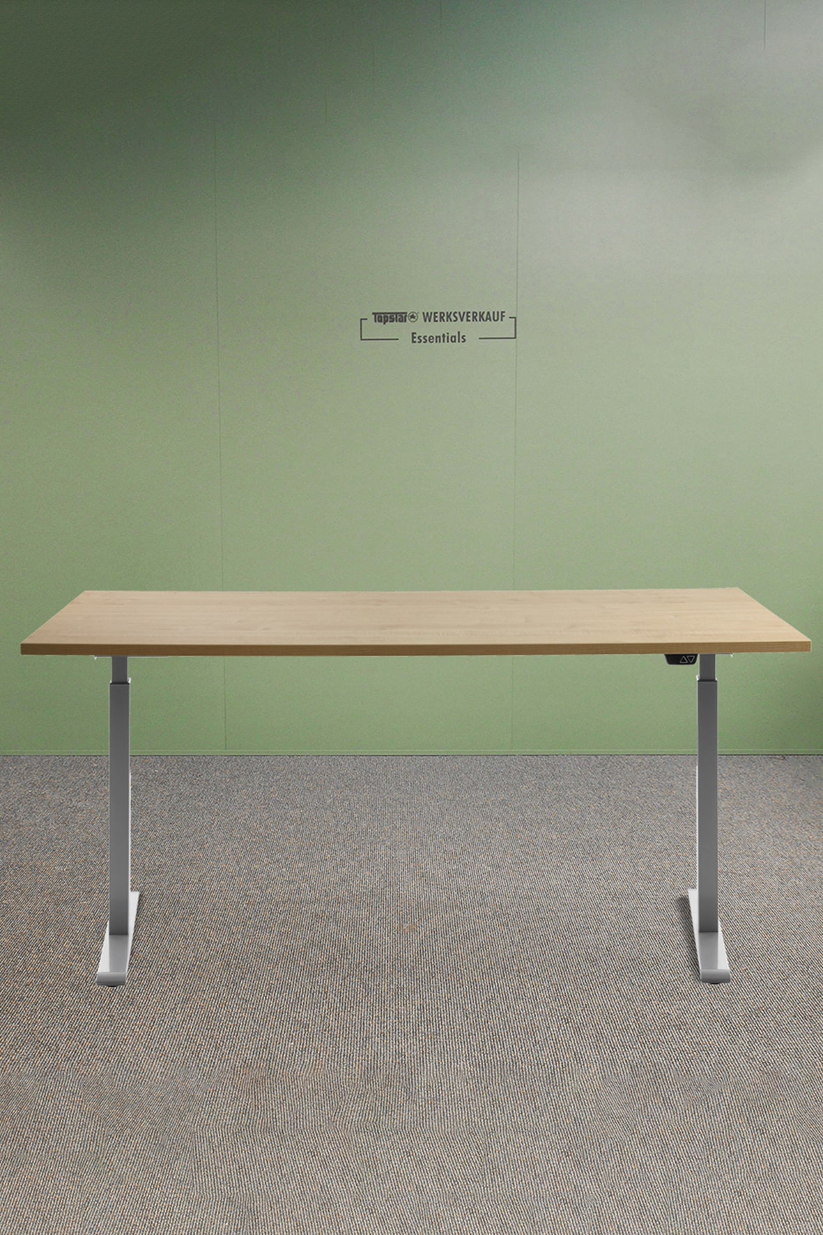 Höhenverstellbarer Schreibtisch 160x80cm - Gestell grau - Platte Ahorn