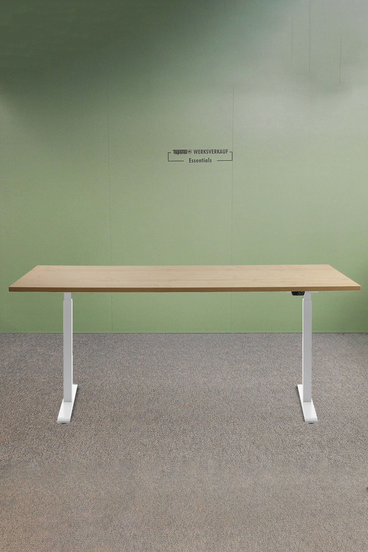 Höhenverstellbarer Schreibtisch 180x80cm, Gestell weiß, Platte Ahorn