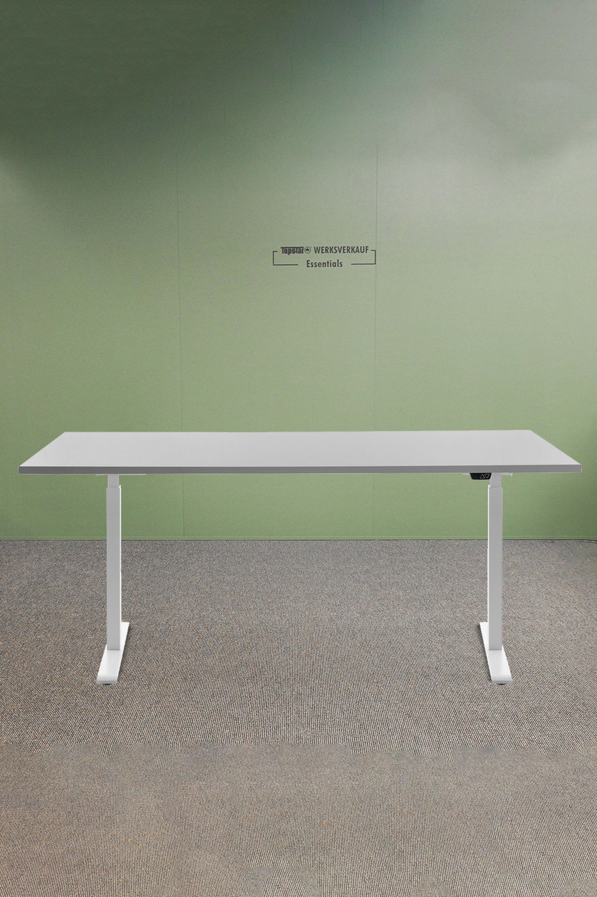 Höhenverstellbarer Schreibtisch 180x80cm, Gestell weiß, Platte grau