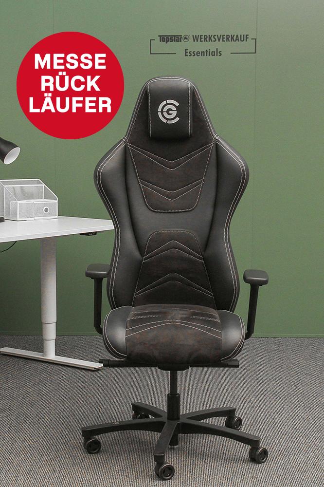 The Original Gamechair mit Armlehnen schwarz/schwarz-weiss Messe-Rückläufer