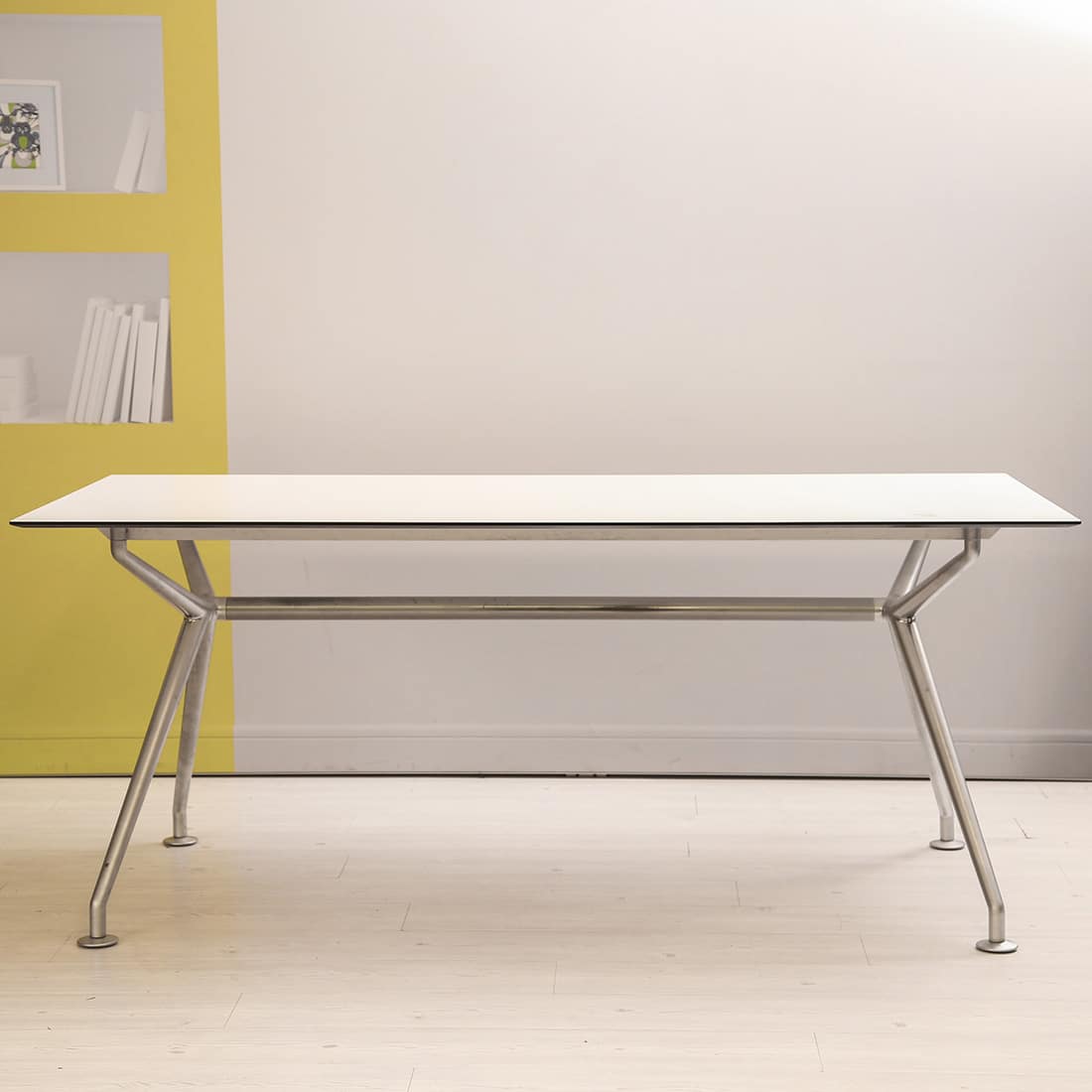 Wagner W-Table 180 x 90 cm mattchrom/HPL Kompaktplatte weiss