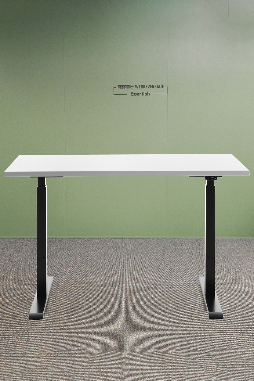 Höhenverstellbarer Schreibtisch 120x60 cm - Gestell schwarz - Platte weiss