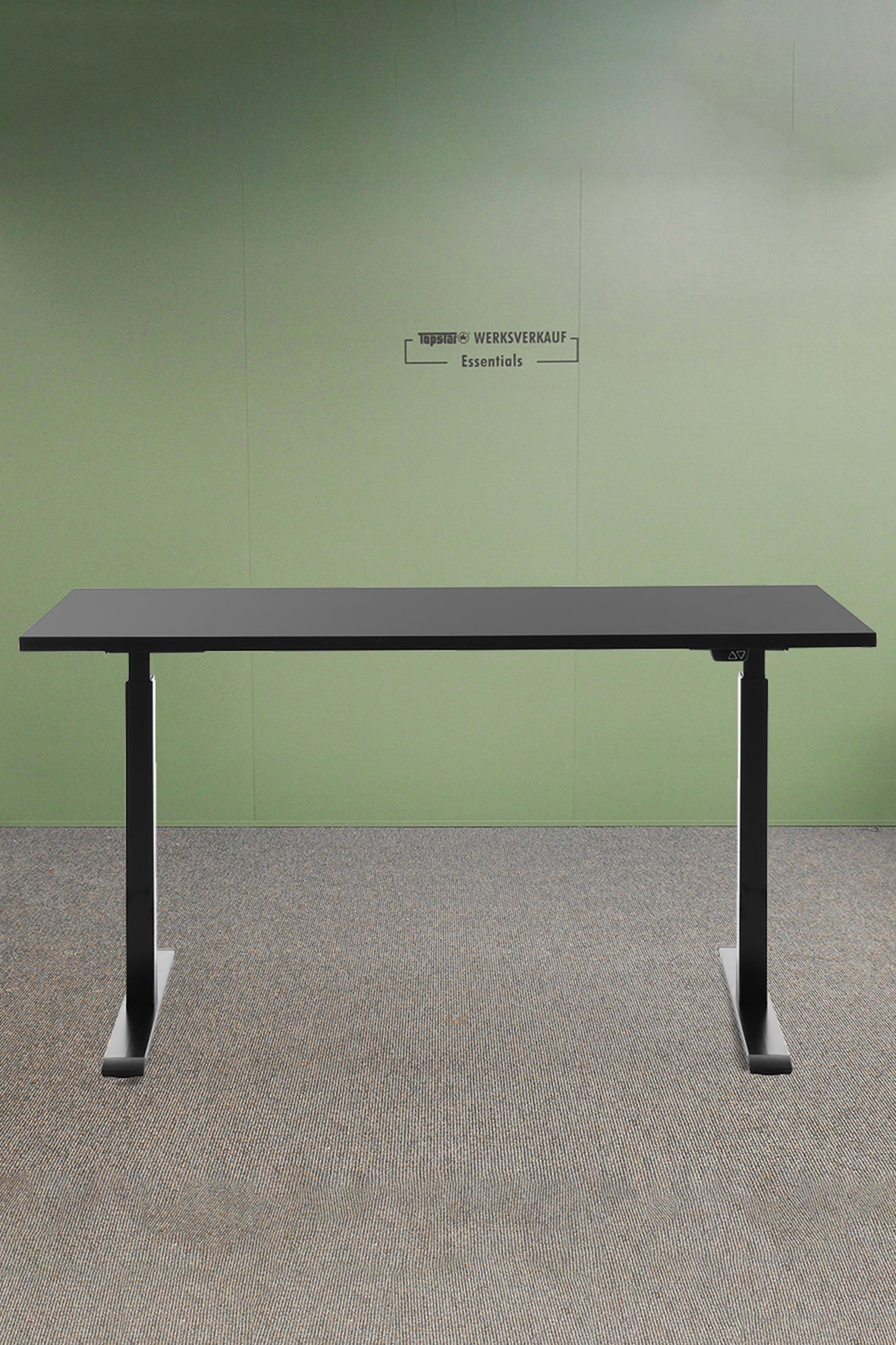 Höhenverstellbarer Schreibtisch 140x60cm, Gestell schwarz, Platte schwarz