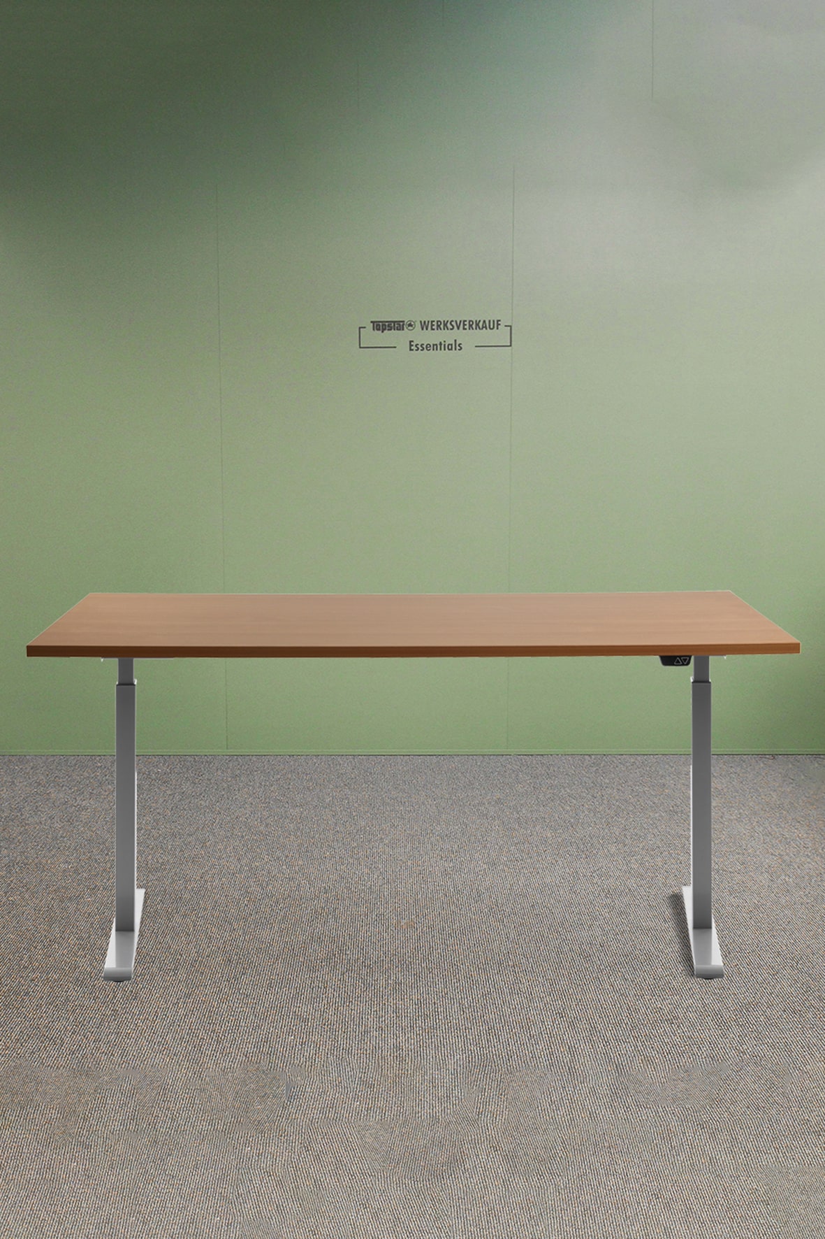 Höhenverstellbarer Schreibtisch 160x80cm, Gestell grau, Platte Buche