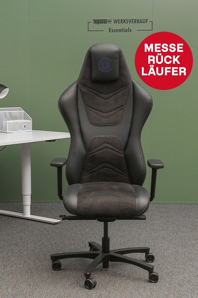 The Original Gamechair mit Armlehnen schwarz/schwarz-blau Messe-Rückläufer