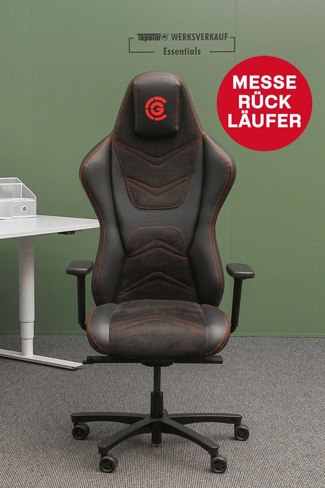 The Original Gamechair mit Armlehnen schwarz/schwarz-rot Messe-Rückläufer