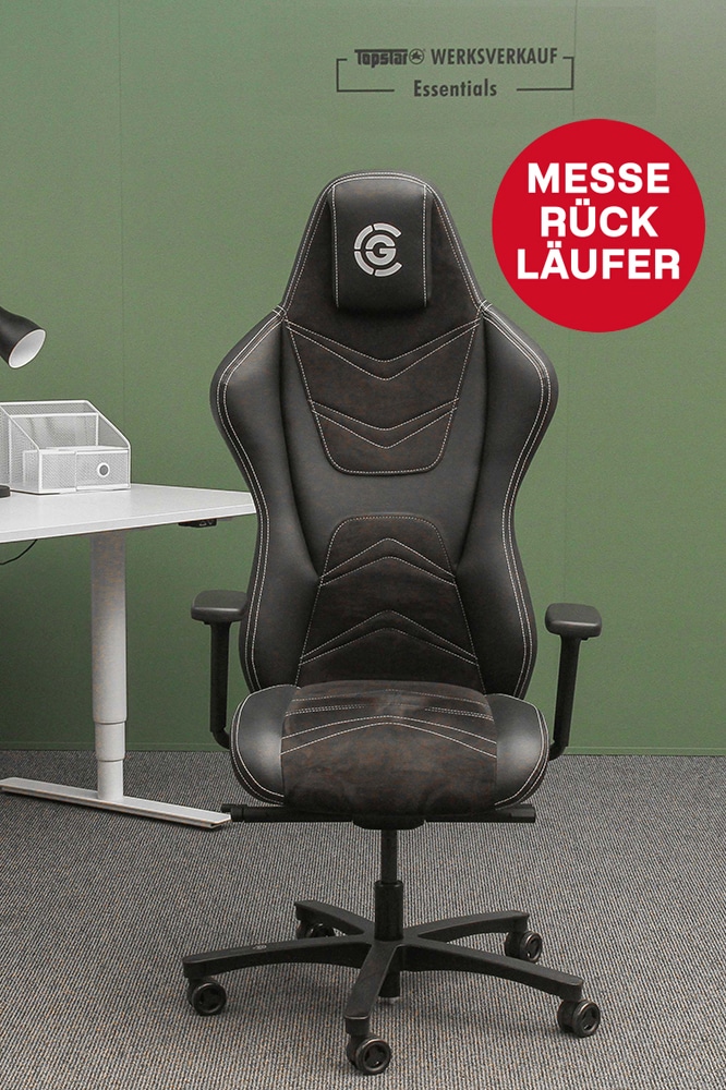 The Original Gamechair mit Armlehnen schwarz/schwarz-weiss Messe-Rückläufer